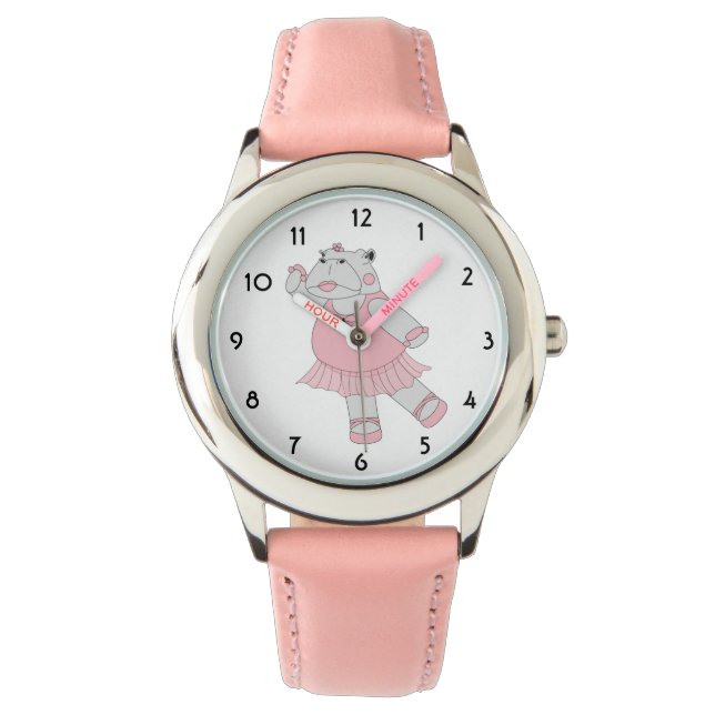 illusima Ballerina Hippo Pink Kinder Watch Horloge (Voorkant)