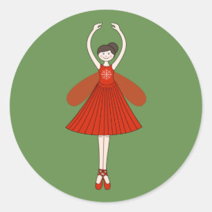 illusima Ballerina Kerst Elf Ronde Sticker