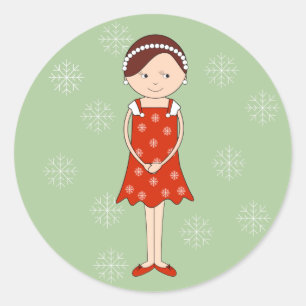 illusima Ballerina Kerst Meisje Groen Ronde Sticker