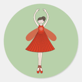 illusima Ballerina Kerstmis Fairy Green Ronde Sticker