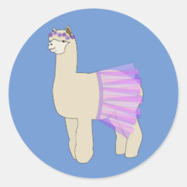 illusima Ballerina Lama Blauw Ronde Sticker