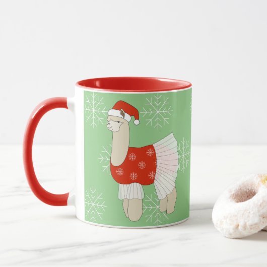 illusima Ballerina Lama Christmas Snowflakes Mok (Met donut)