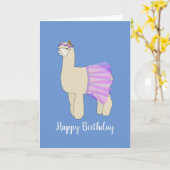illusima Ballerina Llama Blue Birthday Kaart (Gele Bloem)