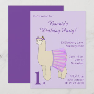 illusima Ballerina Llama Girls Paars Birthday Kaart