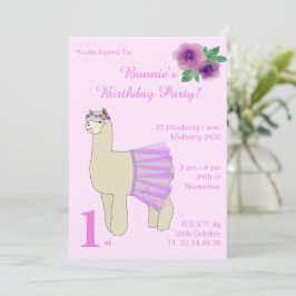 illusima Ballerina Llama Girls Pink Birthday Kaart