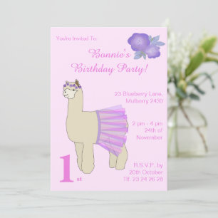 illusima Ballerina Llama Girls Pink Birthday Kaart
