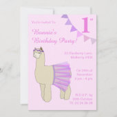illusima Ballerina Llama Girls Pink Flags Birthday Kaart (Voorkant)