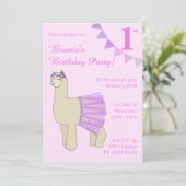 illusima Ballerina Llama Girls Pink Flags Birthday Kaart (Staand voorkant)