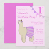 illusima Ballerina Llama Girls Pink Flags Birthday Kaart (Voorkant / Achterkant)