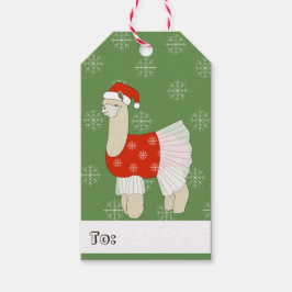 illusima Ballerina Llama Kerst Sneeuwvlokken Cadeaulabel