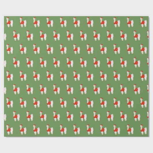 illusima Ballerina Llama kerstgroen Cadeaupapier (Vlak)