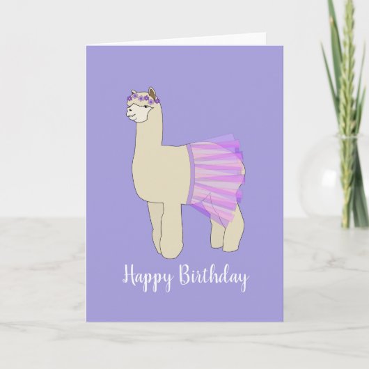 illusima Ballerina Llama Paarse Birthday Kaart (Voorkant)