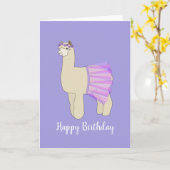 illusima Ballerina Llama Paarse Birthday Kaart (Gele Bloem)