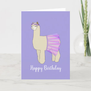 illusima Ballerina Llama Paarse Birthday Kaart
