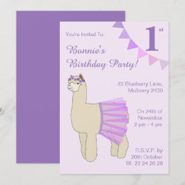 illusima Ballerina Llama Paarse vlaggen Birthday Kaart
