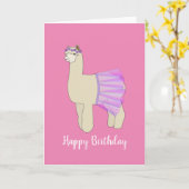 illusima Ballerina Llama Pink Birthday Kaart (Gele Bloem)