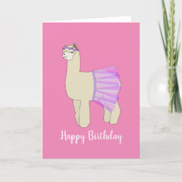 illusima Ballerina Llama Pink Birthday Kaart