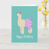 illusima Ballerina Llama Turquoise Birthday Kaart (Gele Bloem)