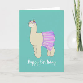 illusima Ballerina Llama Turquoise Birthday Kaart