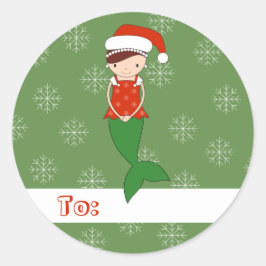 illusima Ballerina Mermaid Kerstmis Snowflakes Ronde Sticker