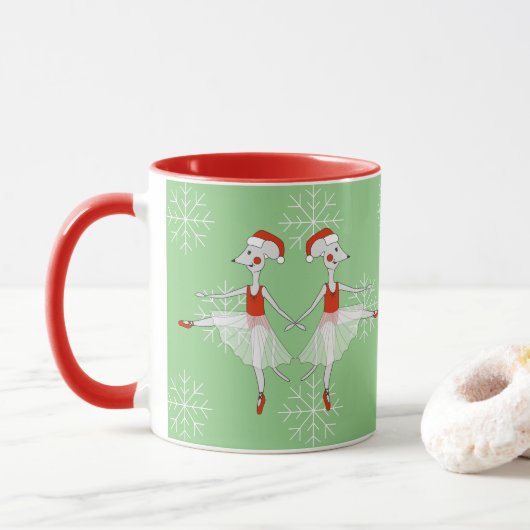 illusima Ballerina Mice Christmas Snowflakes Mok (Met donut)