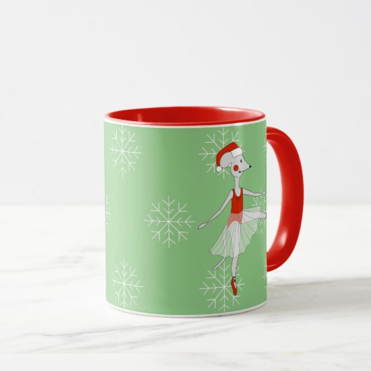 illusima Ballerina Mouse Christmas Snowflakes Mok (Voorkant rechts)
