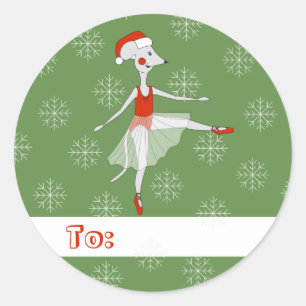 illusima Ballerina Muis Kerst Sneeuwvlokken Ronde Sticker