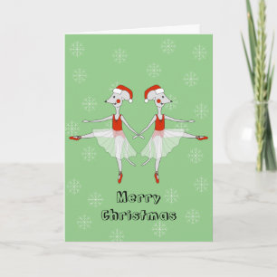 illusima Ballerina Muizen Kerst Sneeuwvlokken Groe Feestdagen Kaart