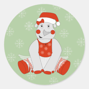 illusima Ballerina Neushoorn Kerst Sneeuwvlokken Ronde Sticker