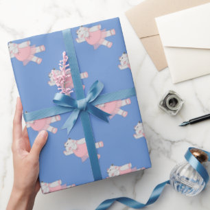 illusima Ballerina Nijlpaard Blauw Cadeaupapier