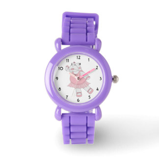 illusima Ballerina Nijlpaard Helder Paars Kinderen Horloge