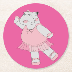 illusima Ballerina Nijlpaard Ronde Kartonnen Onderzetter
