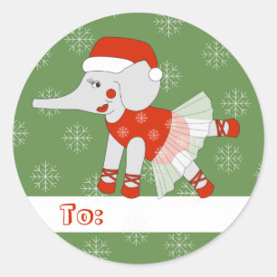illusima Ballerina Olifant Kerst Sneeuwvlokken Ronde Sticker