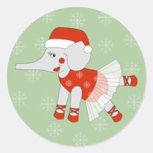 illusima Ballerina Olifant Kerst Sneeuwvlokken Ronde Sticker
