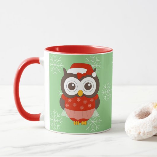 illusima Ballerina Owl Christmas Snowflakes Mug Mok (Met donut)