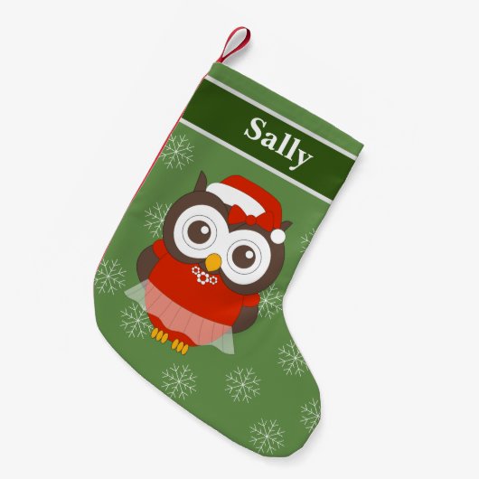 illusima Ballerina Owl Kerstmis Snowflakes Green Kleine Kerstsok (Voorkant (Hangend))