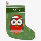 illusima Ballerina Owl Kerstmis Snowflakes Green Kleine Kerstsok (Voorkant)
