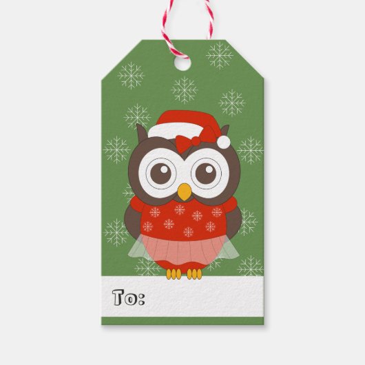 illusima Ballerina Owl kerstsnowflakes Cadeaulabel (Voorkant)