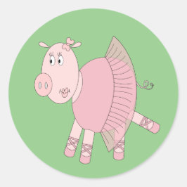 illusima Ballerina Piggy Green Ronde Sticker