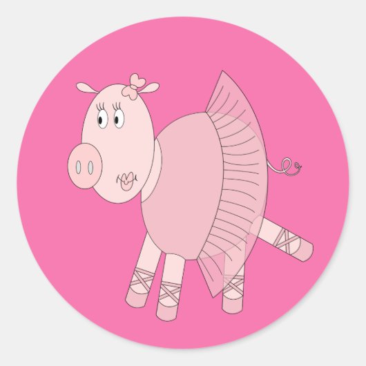 illusima Ballerina Piggy Ronde Sticker (Voorkant)