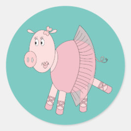 illusima Ballerina Piggy Turquoise Ronde Sticker