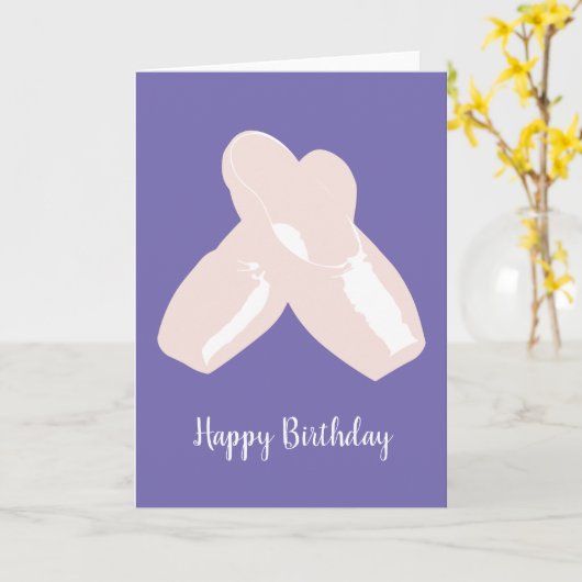 illusima Ballerina Point Shoes Paars Birthday Kaart (Gele Bloem)