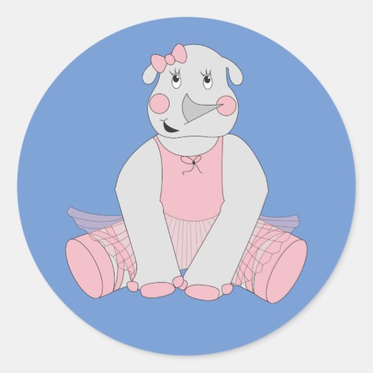 illusima Ballerina Rhino Blue Ronde Sticker (Voorkant)