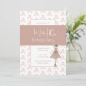 illusima ballerina roze fee 10e verjaardag kaart (Staand voorkant)