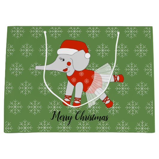 illusima Ballet Elephant Kerstmis Snowflake Green Groot Cadeauzakje (Voorkant)