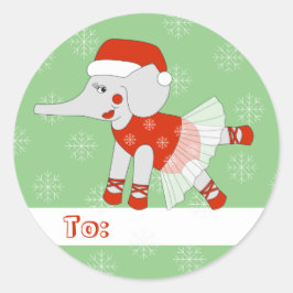 illusima Ballet Elephant Kerstmis Snowflake Green Ronde Sticker