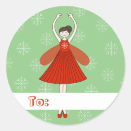illusima Ballet Fairy Kerstmis Snowflakes Green Ronde Sticker