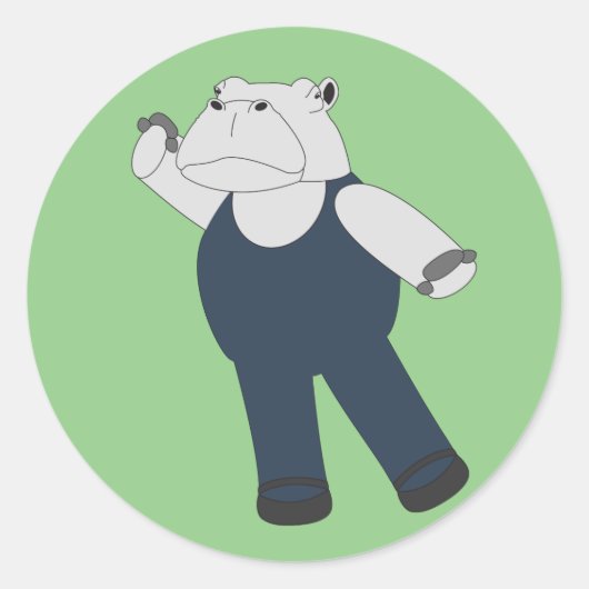 illusima Ballet Hippo Green Ronde Sticker (Voorkant)