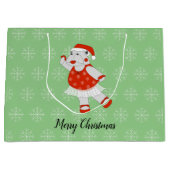illusima Ballet Hippo Kerstmis Snowflakes Green Groot Cadeauzakje (Voorkant)