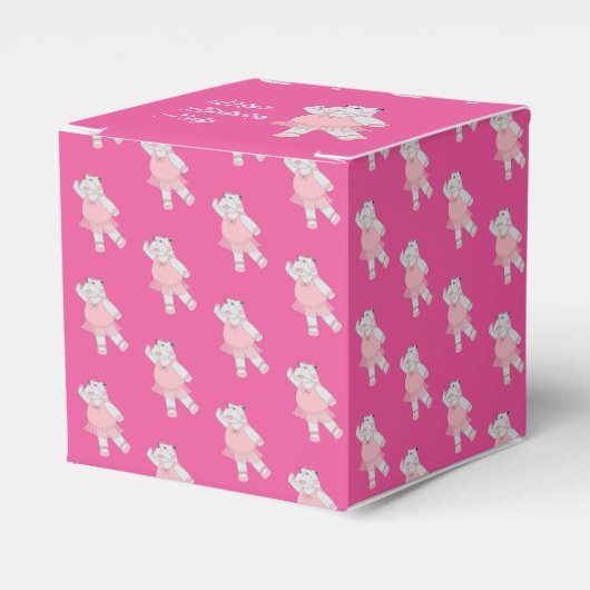 illusima Ballet Hippo Pattern Pink Birthday Party Bedankdoosjes (Voorkant Zijde)